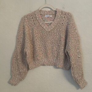 NWT Jon & Anna Casual V-Neck Multicolor Cropped Knit Sweater Women’s Size M
